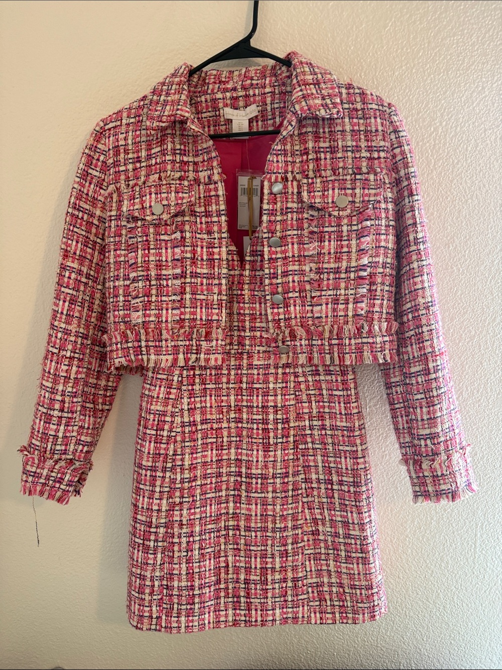 House of Harlow 1960 Pink & White Tweed Blazer and Skirt Set - Picture 8 of 8